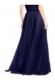 Compre Azul Marino 21 línea A Halter Cuello Alto Tul Largo Vestidos de dama de honor
