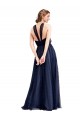 Compre Azul Marino 21 línea A Halter Tul Largo Vestidos de dama de honor