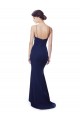 Compre Azul Marino Sirena Tirantes espagueti Cuello en V Cuello Alto Crepé Elástico Largo Formales Vestidos de dama de honor / Vestidos de fiesta