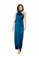 Compre Azul Verde pavo real Cubierta Halter Cuello Alto Satén sedoso Largo Formales Vestidos de dama de honor / Vestidos de fiesta