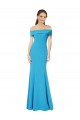 Compre Azul Verde pavo real Cubierta Hombros Descubiertos Crepé Elástico Largo Formales Vestidos de dama de honor / Vestidos de fiesta