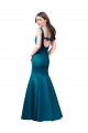 Compre Azul Verde pavo real Sirena Barco Satén Largo Vestidos de dama de honor / Vestidos de fiesta