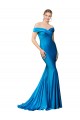 Compre Azul Verde pavo real Sirena Hombros Descubiertos Satén Largo Formales Vestidos de dama de honor / Vestidos de fiesta