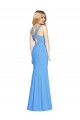 Compre Azul Verde pavo real Trompeta Cuello en V Crepé Elástico Largo Vestidos de dama de honor / Vestidos de fiesta