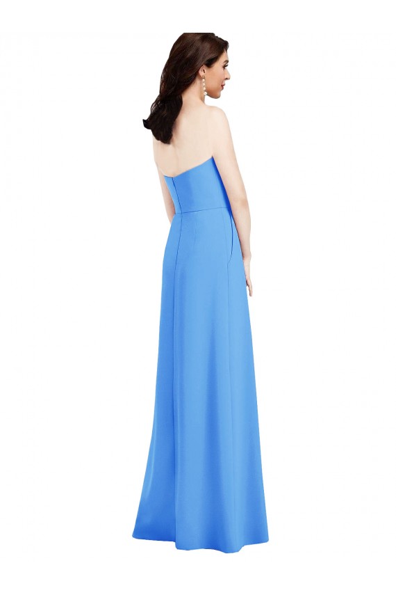 Compre Azul Verde pavo real Trompeta Sin tirantes Crepé Elástico Largo Vestidos de dama de honor / Vestidos de fiesta