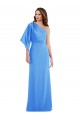 Compre Azul Verde pavo real Trompeta Un Hombre Crepé Elástico Largo Vestidos de dama de honor / Vestidos de fiesta