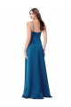 Compre Azul Verde pavo real línea A Tirantes espagueti Satén sedoso Largo Formales Vestidos de dama de honor / Vestidos de fiesta