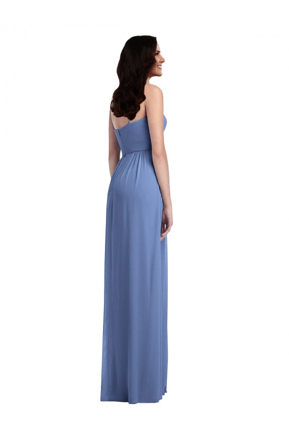Compre Azul Windsor línea A Tirantes espagueti Gasa Largo Vestidos de dama de honor