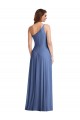 Compre Azul Windsor línea A Un Hombre Gasa Largo Formales Vestidos de dama de honor / Vestidos de noche