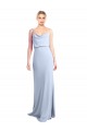 Compre Azul cielo claro Cubierta Cuello Alto Crepé Elástico Largo Formales Vestidos de dama de honor / Vestidos de fiesta