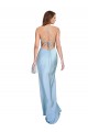 Compre Azul cielo claro Cubierta Satén sedoso Largo Formales Vestidos de dama de honor / Vestidos de fiesta
