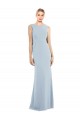Compre Azul cielo claro Trompeta Barco Crepé Elástico Largo Vestidos de dama de honor / Vestidos de fiesta