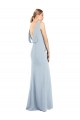 Compre Azul cielo claro Trompeta Barco Crepé Elástico Largo Vestidos de dama de honor / Vestidos de fiesta