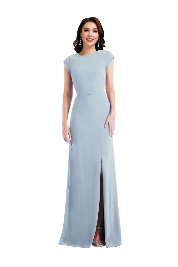 Compre Azul cielo claro Trompeta Crepé Elástico Largo Formales Vestidos de dama de honor / Vestidos de fiesta