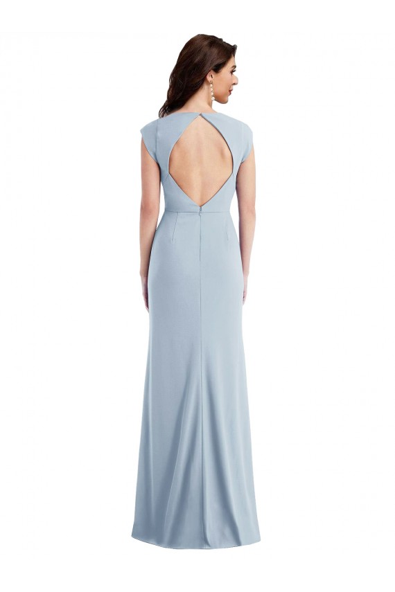 Compre Azul cielo claro Trompeta Crepé Elástico Largo Formales Vestidos de dama de honor / Vestidos de fiesta