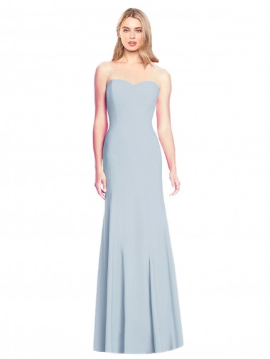 Compre Azul cielo claro Trompeta Cuello de Corazón Sin tirantes Crepé Elástico Largo Vestidos de dama de honor / Vestidos de fiesta