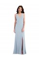 Compre Azul cielo claro Trompeta Cuello en V Crepé Elástico Largo Vestidos de dama de honor / Vestidos de fiesta