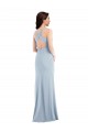Compre Azul cielo claro Trompeta Cuello en V Crepé Elástico Largo Vestidos de dama de honor / Vestidos de fiesta