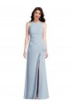 Compre Azul cielo claro Trompeta Halter Crepé Elástico Largo Vestidos de dama de honor / Vestidos de fiesta