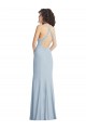 Compre Azul cielo claro Trompeta Halter Cuello Alto Crepé Elástico Largo Formales Vestidos de dama de honor / Vestidos de fiesta