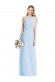 Compre Azul cielo claro Trompeta Halter Gasa Largo Vestidos de dama de honor
