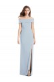 Compre Azul cielo claro Trompeta Hombros Descubiertos Crepé Elástico Largo Vestidos de dama de honor / Vestidos de fiesta