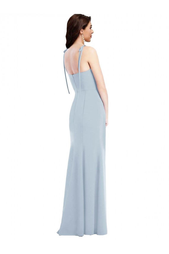 Compre Azul cielo claro Trompeta Sin tirantes Crepé Elástico Largo Vestidos de dama de honor / Vestidos de fiesta