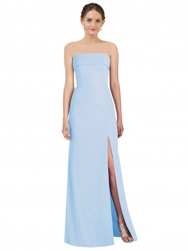 Compre Azul cielo claro Trompeta Sin tirantes Gasa Largo Formales Vestidos de dama de honor / Vestidos de noche