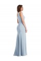 Compre Azul cielo claro Trompeta Un Hombre Crepé Elástico Largo Formales Vestidos de dama de honor / Vestidos de fiesta