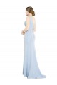 Compre Azul cielo claro línea A Cuello Barco Cuello Alto Gasa Largo Vestidos de dama de honor
