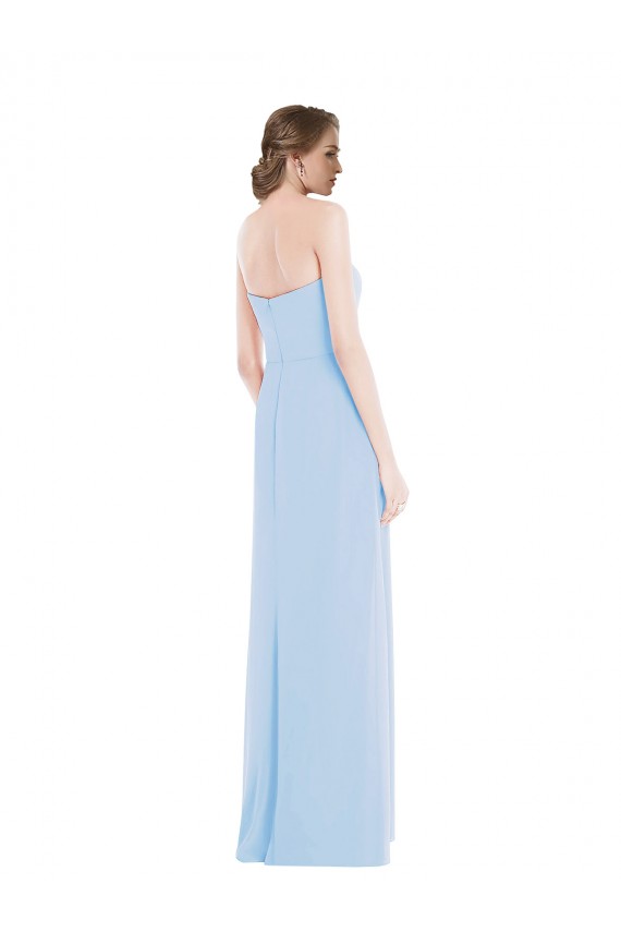 Compre Azul cielo claro línea A Cuello de Corazón Gasa Largo Vestidos de dama de honor