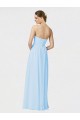 Compre Azul cielo claro línea A Cuello de Corazón Sin tirantes Gasa Largo Vestidos de dama de honor