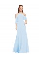Compre Azul cielo claro línea A Halter Gasa Largo Vestidos de dama de honor
