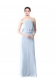 Compre Azul cielo claro línea A Halter Gasa Largo Vestidos de dama de honor