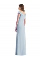 Compre Azul cielo claro línea A Hombros Descubiertos Cuello en V Crepé Elástico Largo Vestidos de dama de honor