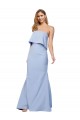 Compre Azul cielo claro línea A Sin tirantes Crepé Elástico Largo Formales Vestidos de dama de honor / Vestidos de fiesta