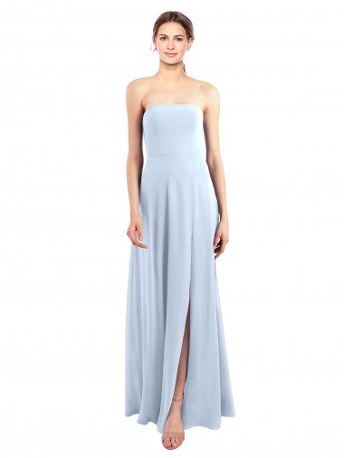 Compre Azul cielo claro línea A Sin tirantes Gasa Largo Vestidos de dama de honor