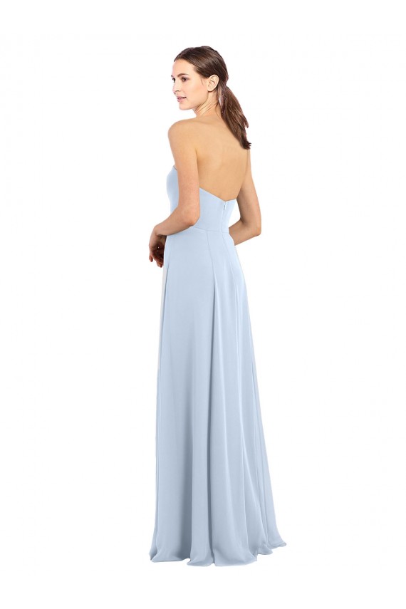 Compre Azul cielo claro línea A Sin tirantes Gasa Largo Vestidos de dama de honor