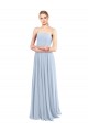 Compre Azul cielo claro línea A Tirantes espagueti Cuadrado Gasa Largo Vestidos de dama de honor