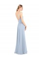 Compre Azul cielo claro línea A Tirantes espagueti Cuadrado Gasa Largo Vestidos de dama de honor