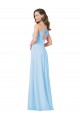 Compre Azul cielo claro línea A Tirantes espagueti Cuello en V Gasa Largo Vestidos de dama de honor