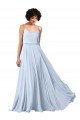 Compre Azul cielo claro línea A Tirantes espagueti Cuello en V Gasa Largo Vestidos de dama de honor