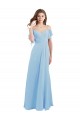 Compre Azul cielo claro línea A Tirantes espagueti Gasa Largo Vestidos de dama de honor