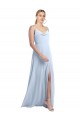 Compre Azul cielo claro línea A Tirantes espagueti Gasa Largo Vestidos de dama de honor