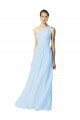 Compre Azul cielo claro línea A Un Hombre Gasa Largo Vestidos de dama de honor