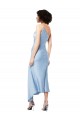Compre Azul cielo claro línea A Un Hombre Midi Satén sedoso Corto Formales Vestidos de dama de honor / Vestidos de fiesta / Vestidos de cóctel