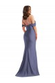 Compre Azul francés Sirena Hombros Descubiertos Satén sedoso Largo Formales Vestidos de dama de honor / Vestidos de fiesta