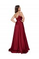 Compre Azul francés línea A Tirantes espagueti Satén sedoso Largo Formales Vestidos de dama de honor / Vestidos de fiesta
