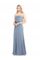 Compre Azul humo Cubierta Cuello Alto Crepé Elástico Largo Formales Vestidos de dama de honor / Vestidos de fiesta