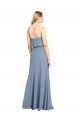 Compre Azul humo Cubierta Cuello Alto Crepé Elástico Largo Formales Vestidos de dama de honor / Vestidos de fiesta
